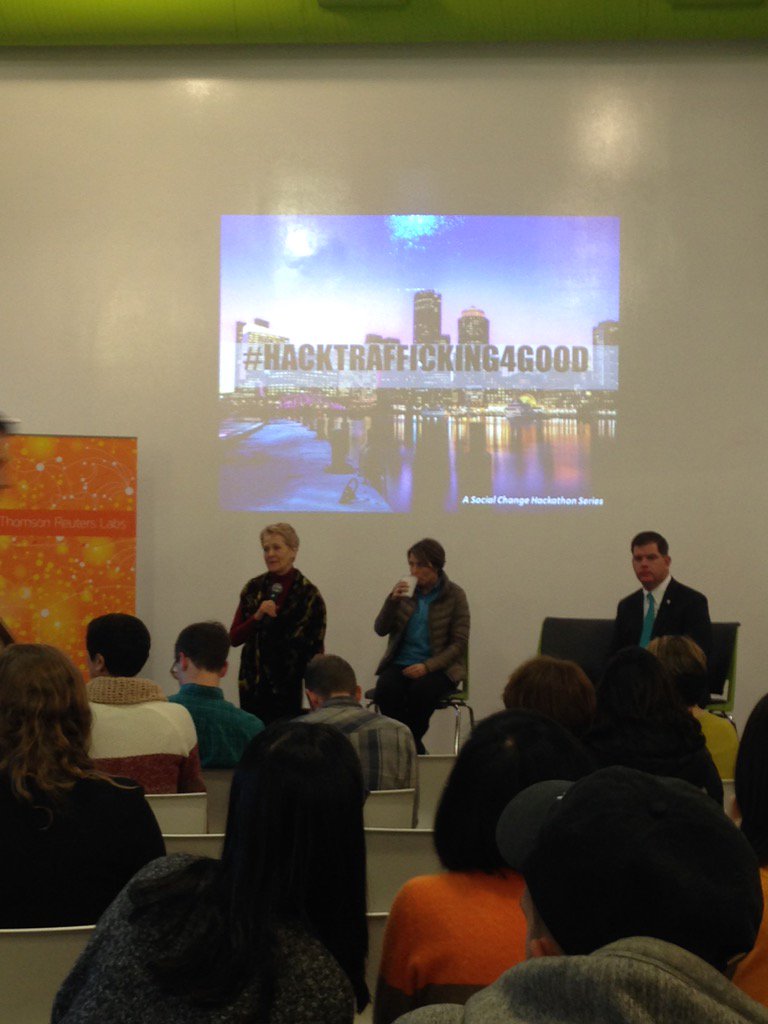 bulicny's tweet photo. So pleased that @SwaneeHunt @marty_walsh @MassAGO Maura Healey came to our hackathon!  #Hacktrafficking4good https://t.co/LSpeSxWRa7