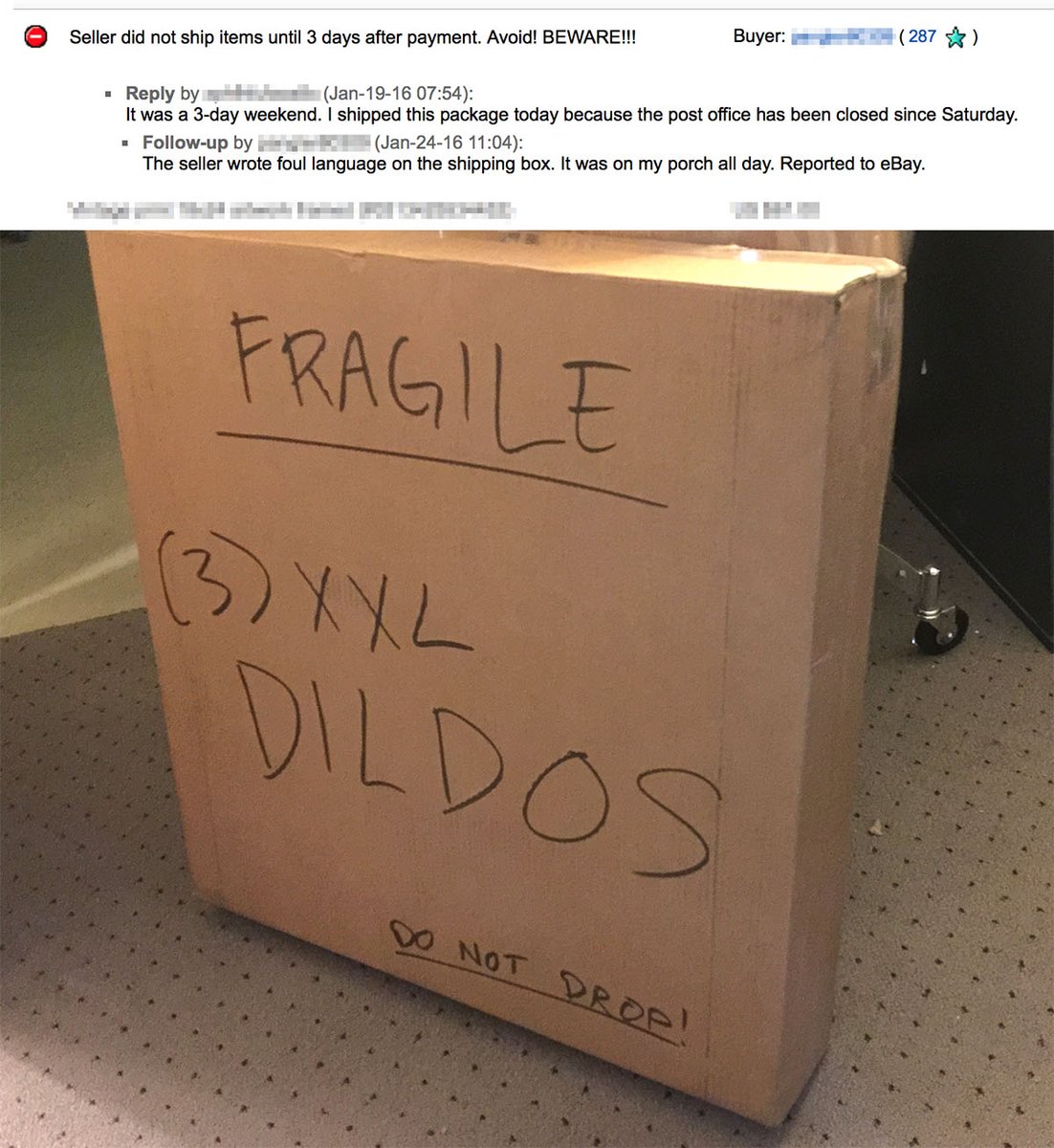 drewtoothpaste's tweet image. Some guy left me negative feedback before I could even ship what he bought on eBay & I remembered I'd taken a pic
