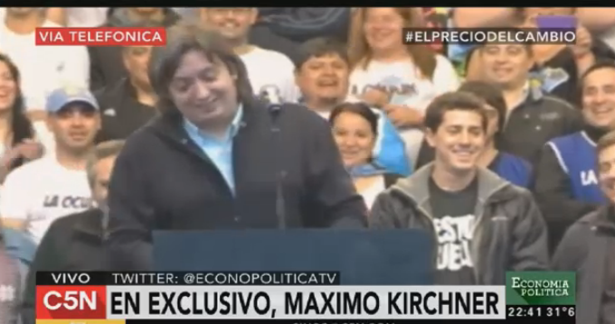 C5N's tweet photo. #AHORA: @robdnavarro entrevista a Máximo Kirchner: "Es preocupante la estigmatización a Milagro Sala" https://t.co/jGFnb1YpKq