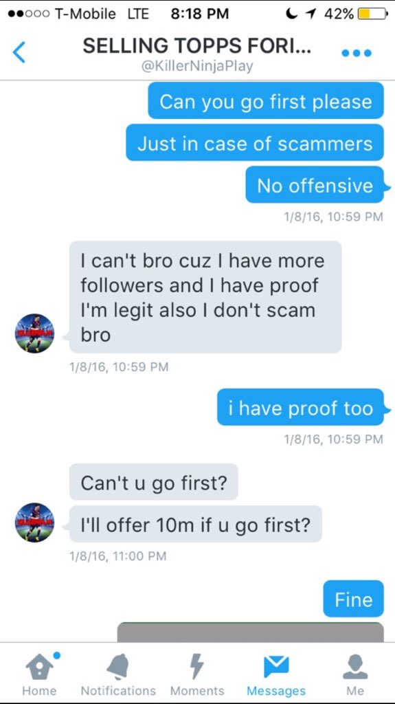 Fut_Cop2016's tweet image. SCAMMER ALERT @KillerNinjaPlay SCAMMED SOMEONE RT AND BLOCK HIM OR YOUR NEXT!