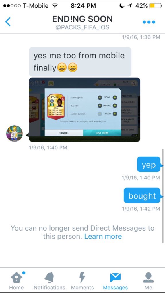 Fut_Cop2016's tweet image. SCAMMER ALERT @PACKS_FIFA_IOS HE SCAMMED 1 MIL FAKE PACKS DON'T BUY FROM RT AND HIM BLOCK HIM OR YOU'LL BE NEXT!