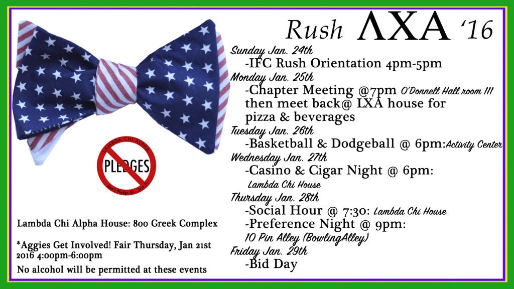 LambdaChiNMSU's tweet photo. Fraternity Rush begins Monday January 25th! Rush Lambda Chi Alpha, A lifetime of true brotherhood! https://t.co/pDVtMbMaaH