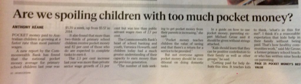 doublet6's tweet image. Course kids should 'earn' pocket money! Why would I pay them to sit on an iPad?? #pocketmoney #earnit #learnalesson