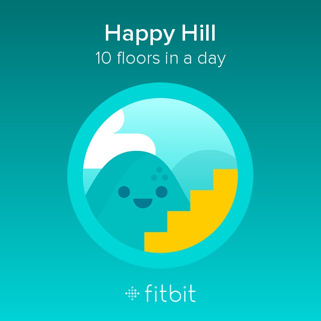 kpetrin's tweet photo. I climbed 10 flights of stairs and earned the Happy Hill badge! #Fitbit https://t.co/wS33oOp6Hw