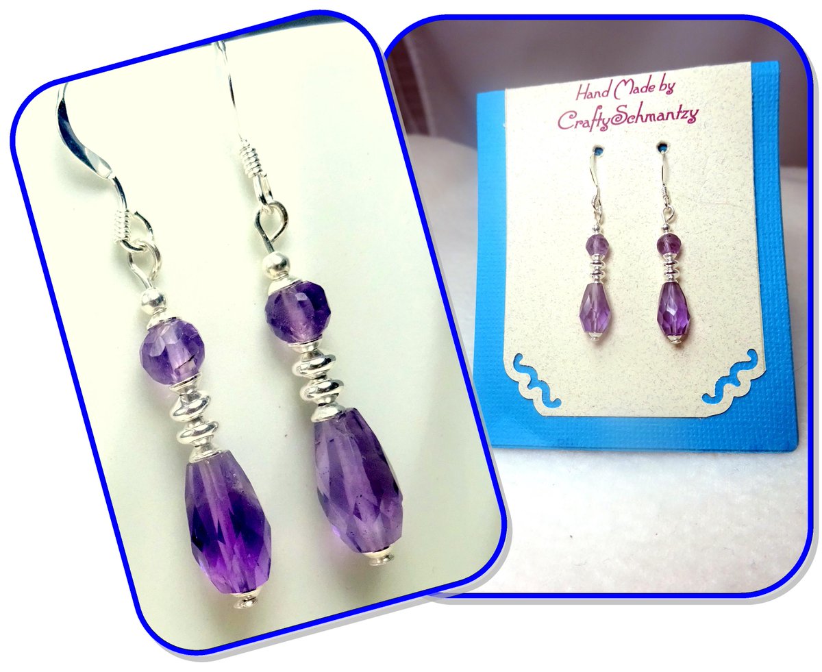 Handmade Sterling Silver &amp; Teardrop Amethyst Earrings goo.gl/RekPCx #jetteam #pottiteam