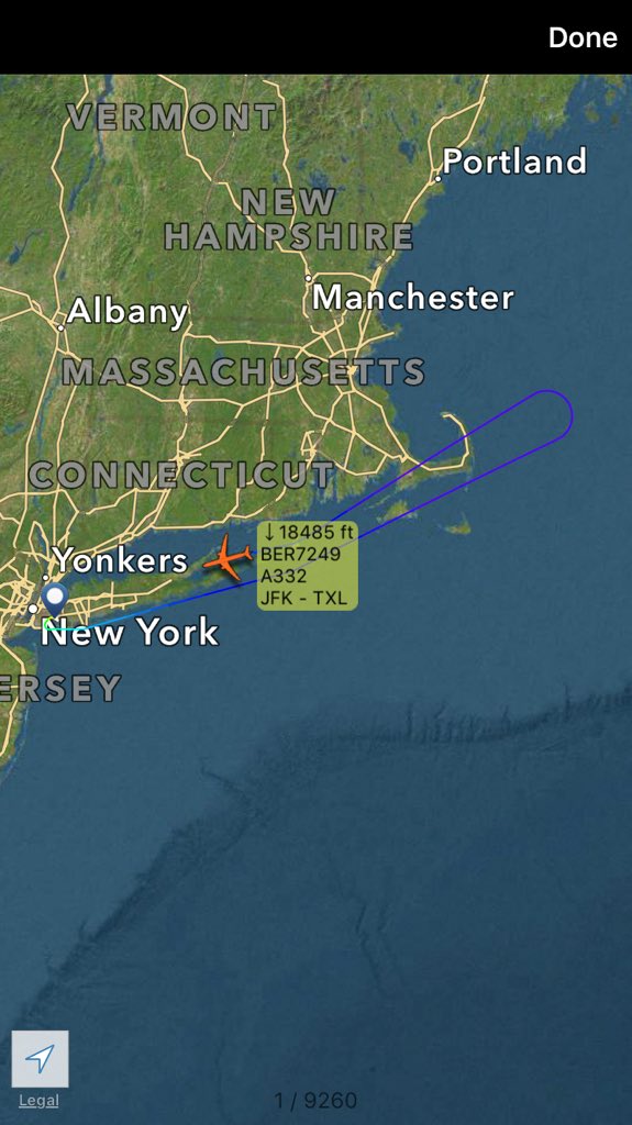 TomPodolec's tweet photo. DIVERSION Air Berlin #AB7249 to Berlin returning to New York JFK https://t.co/gAo2c7YK8M