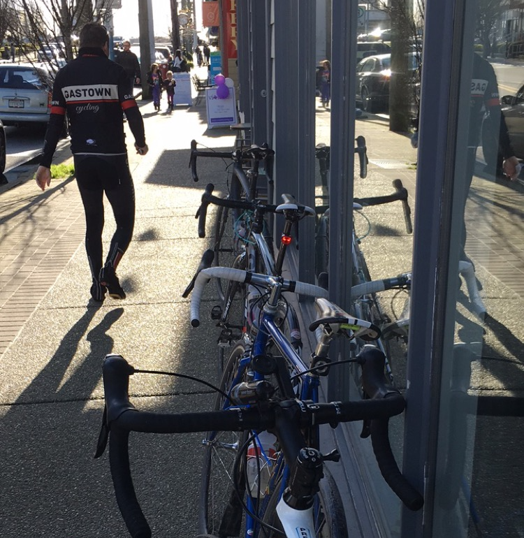 The Racing Reds worked hard today for the coffee stop in Steveston #gastowncycling #steveston #racingreds #cycling