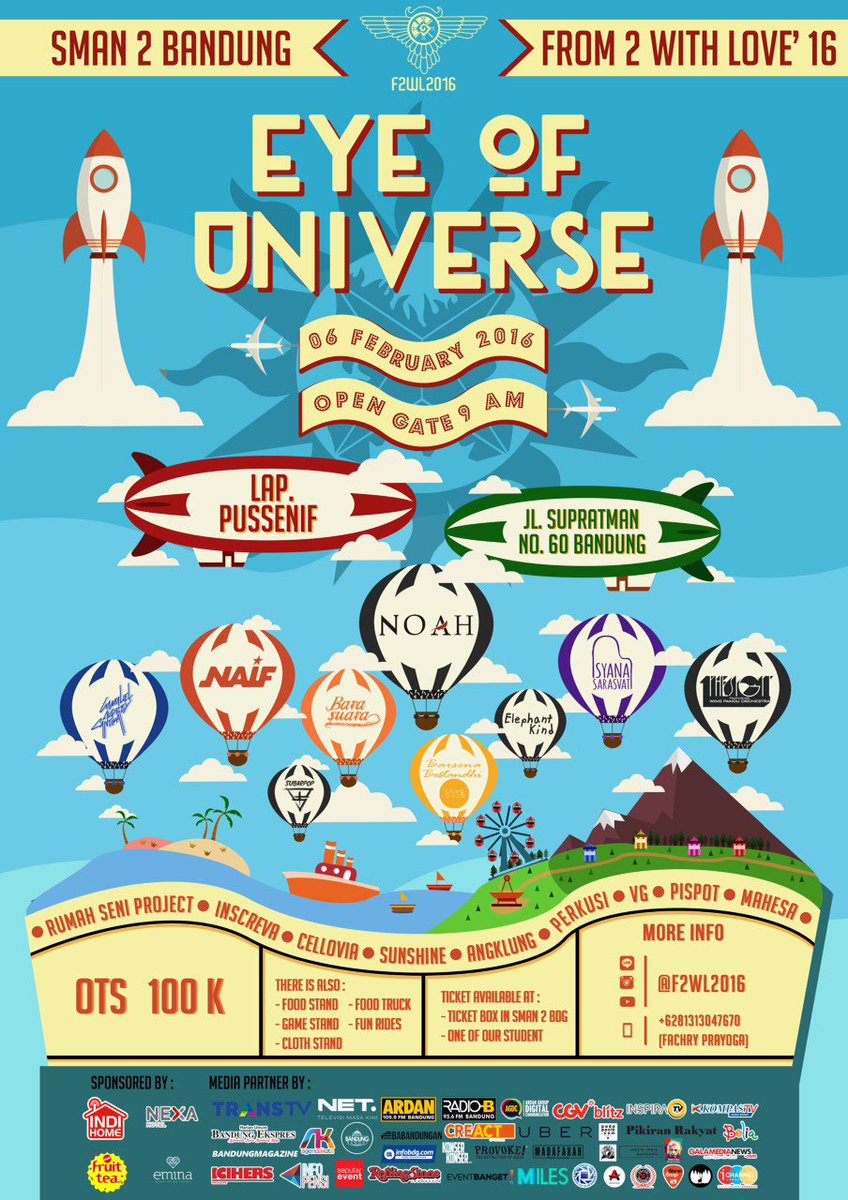6 Feb'16: 'EYE OF UNIVERSE' || at Lap. Pussenif Bdg || w/ <a href="/NOAH_ID/">NOAH</a> <a href="/BARASUARA/">BARASUARA</a> <a href="/ELEPHANT_KIND/">ElephantKind</a> etc. || info: <a href="/F2WL2016/">From 2 With Love '16</a>