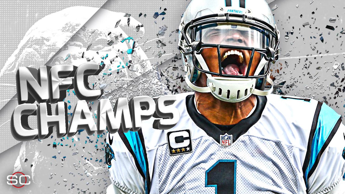 SportsCenter's tweet photo. Panthers are going to the Super Bowl! Carolina thrashes Arizona to reach title game for 1st time since 2003 season. https://t.co/QBEH1PuXHL