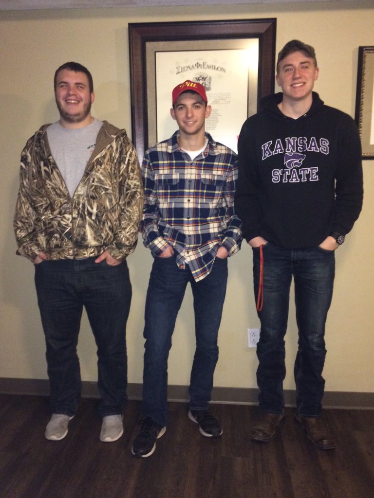 PittStateSigEp's tweet photo. Congrats to these three fellas for signing their bid last week! #SpringRecruitment #VDBL @officialsigep https://t.co/rc2IMIwMcA