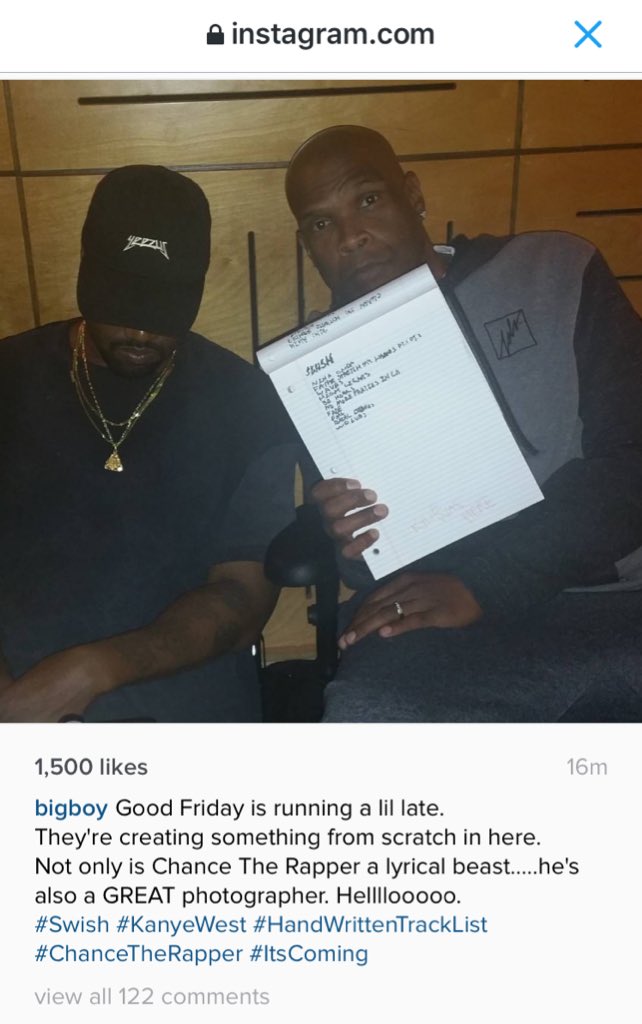 KanyeDoingStuff's tweet photo. Kanye working on a new song with @chancetherapper https://t.co/aNOgG9mvhT
