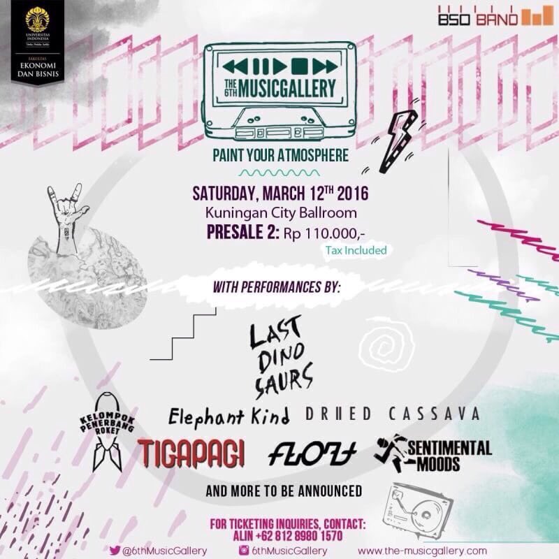 Yeay! Here is the current lineup for @6thMusicGallery . Stay tune ad there's more to come. Grab your ticket now!