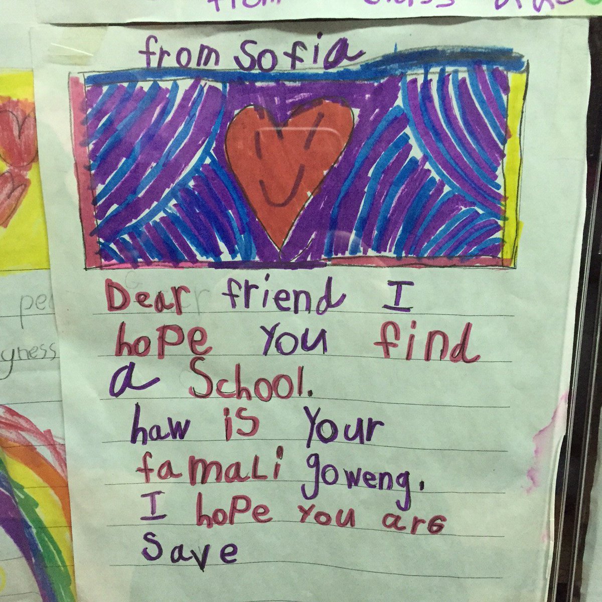 UNICEF's tweet photo. Messages for children on the move taken on Dep Exec Dir @yokabrandt’s visit to Presevo reception center in Serbia https://t.co/f6OcMp6JKI