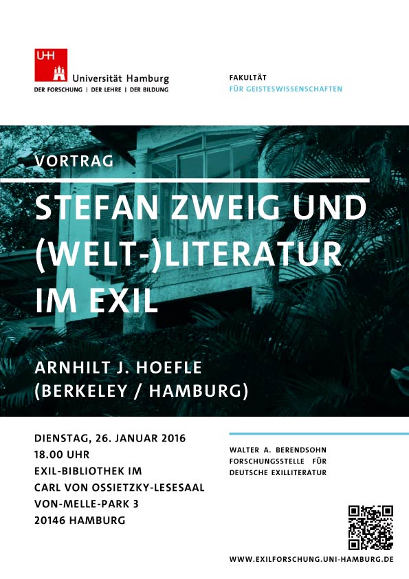 Stefan #Zweig und (Welt-) #Literatur im #Exil. Vortrag morgen (26.1. 18h) in der Stabi: blog.sub.uni-hamburg.de/?p=19313 /mt