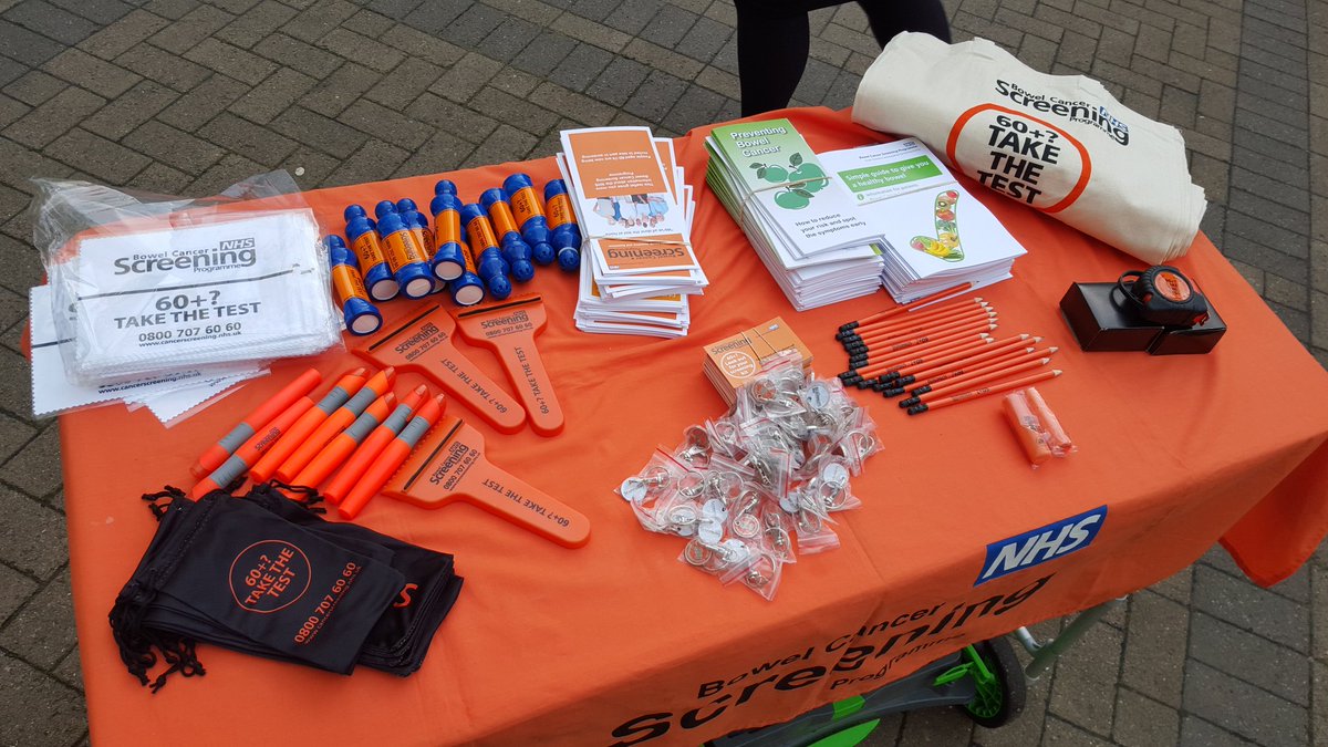 The team are <a href="/prioryshop/">The Priory Centre</a> raising awareness of NHS Bowel Cancer Screening programme.