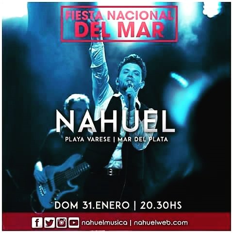 ComunicacionNAH's tweet photo. @RadioDisneyLA @NAHUELMUSICA vuelve a presentarse en la #FiestaNacionalDelMar #PlayaVarese https://t.co/q70mvcUQ4S