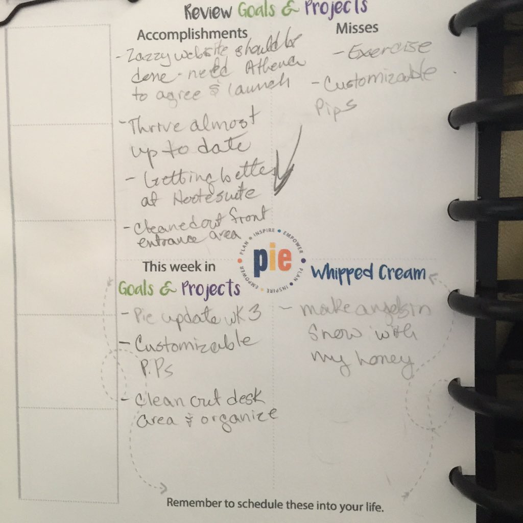 pie_planner's tweet photo. Tip:  Every Monday fill this section of PIE to have the best week you can.  #plan #empower #pieplanner @kickstarter https://t.co/ehp9C3asXK