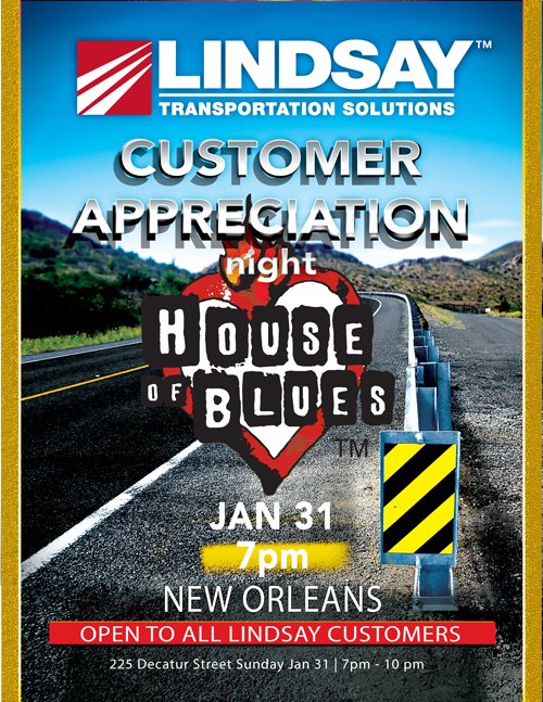 BarrierSystems's tweet photo. ATSSA Traffic Expo attendees: Lindsay Customers join us for Customer Appreciation Night Jan 31, 7pm HOB New Orleans https://t.co/5UCqpcduIq