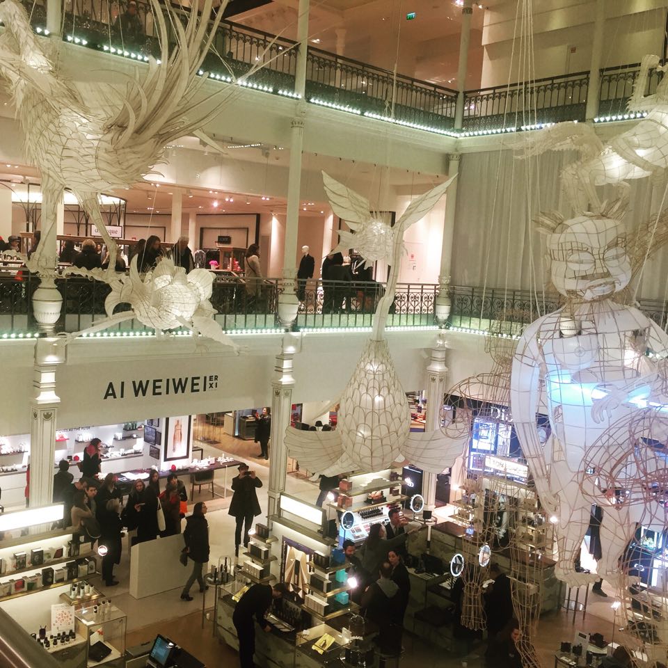 enviroselluk's tweet photo. Sculptures intermingle with products at the #AiWeiwei #lebonmarche exhibit. Department store as art gallery. #erxi https://t.co/i97eX2fjFx