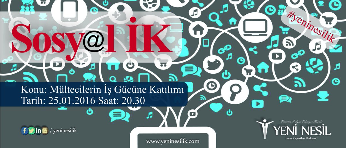 Bu akşam 20:30'da, Twitter'da  #yeninesilik etiketiyle "mültecilerin iş gücüne katılımı" hakkında konuşacağız.