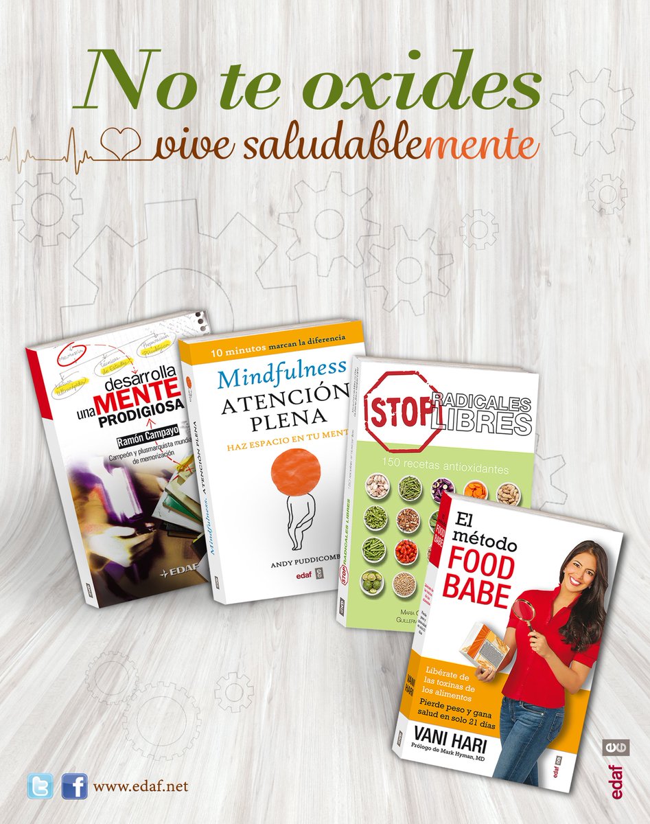 EditorialEdaf's tweet photo. Lecturas para vivir saludableMENTE... #NoteOxides
#Salud #Mindfulness #Mente @thefoodbabe @RamonCampayo https://t.co/SO6zytTh4f