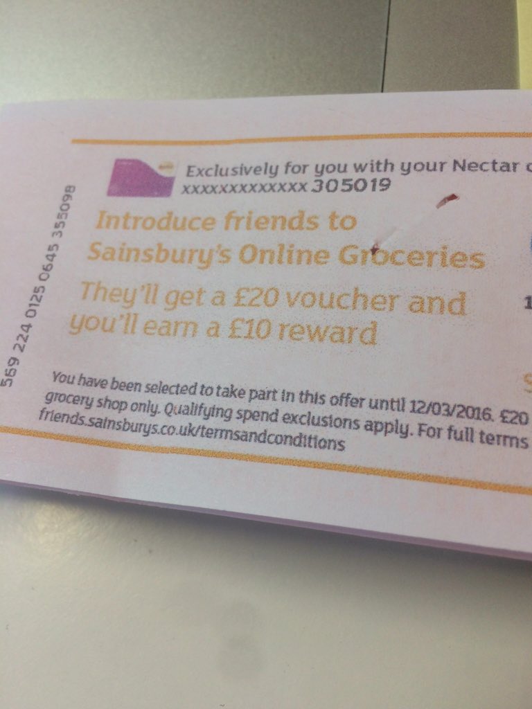 SleepWorksLDN's tweet photo. @sainsburys these rewards should be the other way around, so that more people refer for the £20 voucher #marketing https://t.co/V82zxUGjgZ