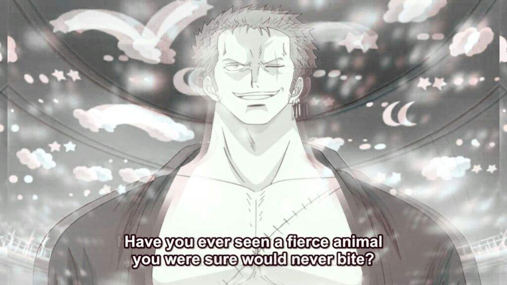 Roronoa Zoro: Have you ever met a fierce beast that you were sure wouldn't  bite?