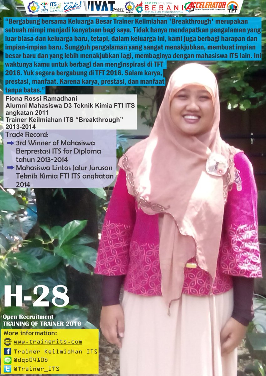 trainerits.com/IamTheNext
#TFT2016
#IamTheNextTrainer2016
#GenerasiPencerdasKMITS
#AkuUntukIndonesiaku
#BeAChangeMaker