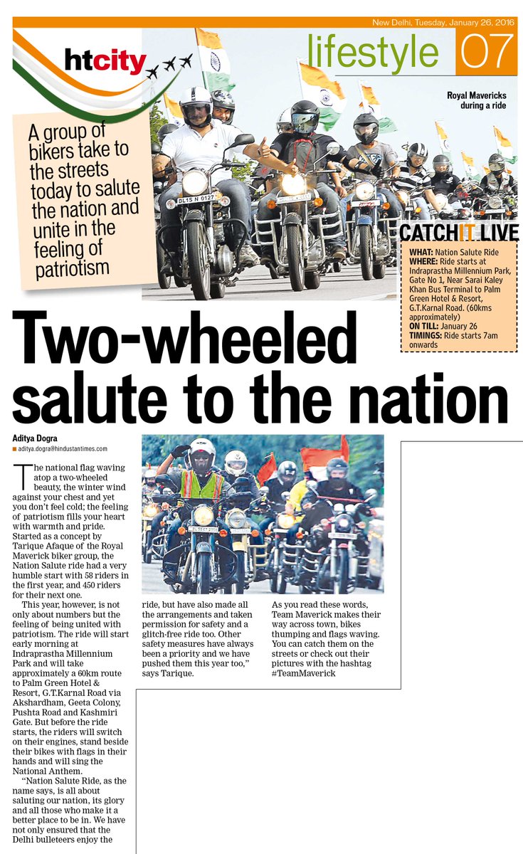 htcity's tweet photo. A group of bikers take to the streets today to salute the nation! #TeamMaverick #bikersnetwork #RepublicDay https://t.co/WeSSEUFCQ0