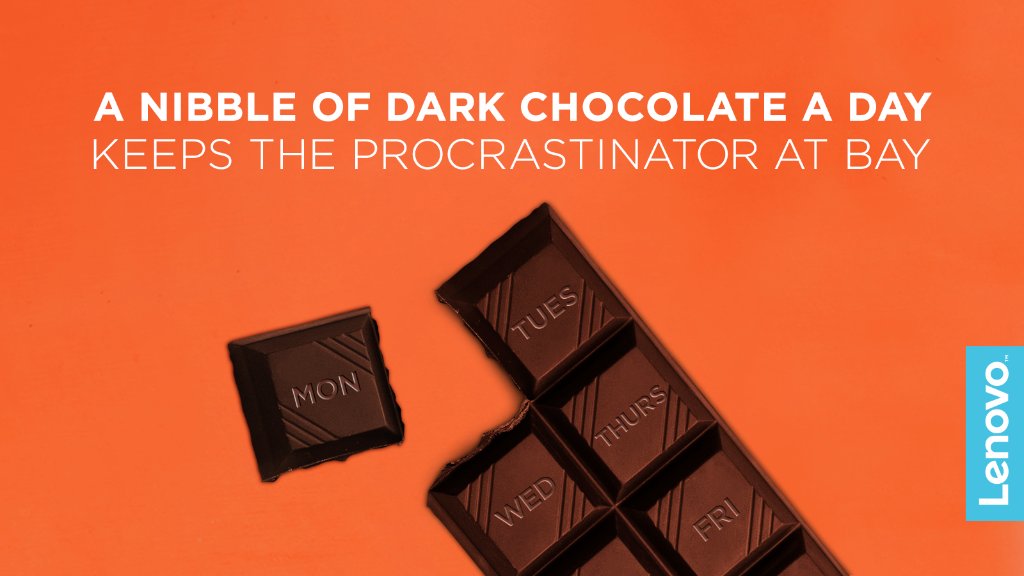 Lenovo's tweet photo. Snacking on dark chocolate helps with maintaining focus at work. What's your favorite brain food? #neverstandstill https://t.co/TurrQcsx6d