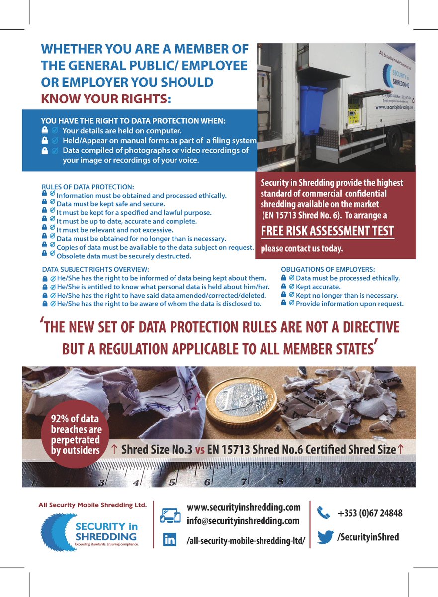 SecurityInShred's tweet photo. Spread the word all #FreeShreddingEvent in #Limerick for #SMEs & #Public @LimerickCouncil @DataPrivacyDay @LawSocEdu https://t.co/6z6IAnwBnT