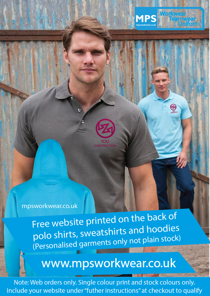 mpsworkwearcouk's tweet image. Free print for your #branded #workwear. See image for details. #embroidery #TheTradesHub #b2bhour until 23:59 31/01