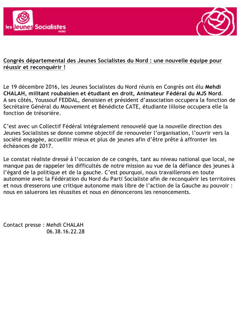 JeunesSocNord's tweet photo. Congrès du @Mjsnord: une nouvelle équipe pour réussir et reconquérir ! https://t.co/GOW2fzjIJx