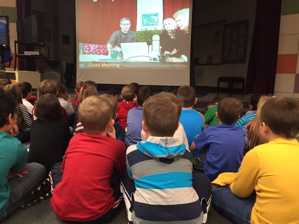 scotthand's tweet photo. Our first graders @FCASD excited to videoconference with Kevin Henkes @PghArtsLectures @GreenwillowBook @littsburgh https://t.co/rzLQu59syW