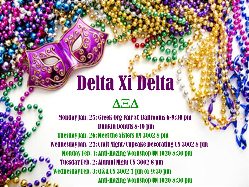 DeltaXiDelta's tweet image. Here is our recruitment schedule for the next 2 weeks! We hope to see you there💚💛