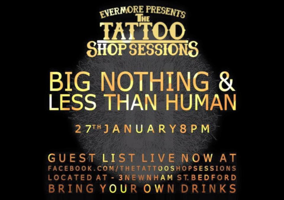 We're playing an intimate acoustic show on Wed 27th Jan at Evermore Tattoo Parlour. If you're free come down!