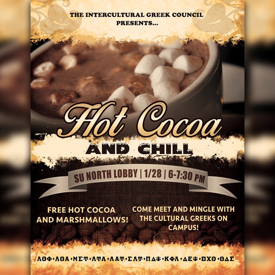 UConnIGC's tweet photo. Come out this Thursday for some delicious hot cocoa &amp; to mingle with organizations in our council! #hotcocoaNchill https://t.co/lE1Ww6MqvQ