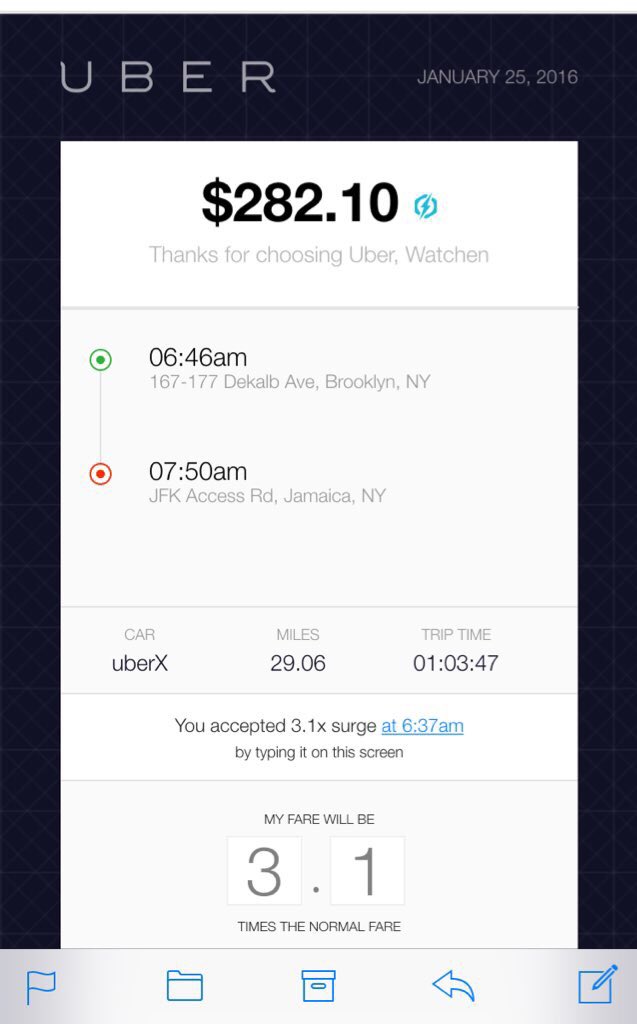 A cab ride from BK to JFK is normally $40-$50...I should have taken the $83 <a href="/lyft/">Lyft</a> instead of <a href="/Uber/">Uber</a>, lesson learned