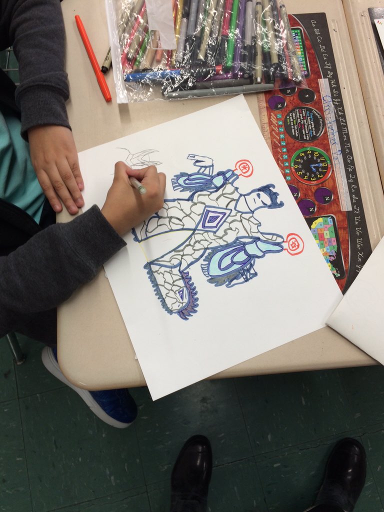 5th66's tweet photo. Some 5th graders made it in after the storm to continue their LEAP projects @PS66JKO #class501 #art #LEAP https://t.co/e9DvbeBK1q