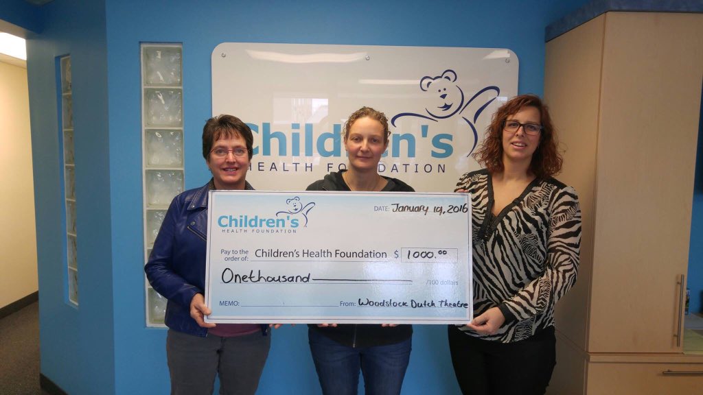 Here's a big shout out to the #WoodstockDutchTheatreGroup for making another #donation to #ChildrensHealthFoundation