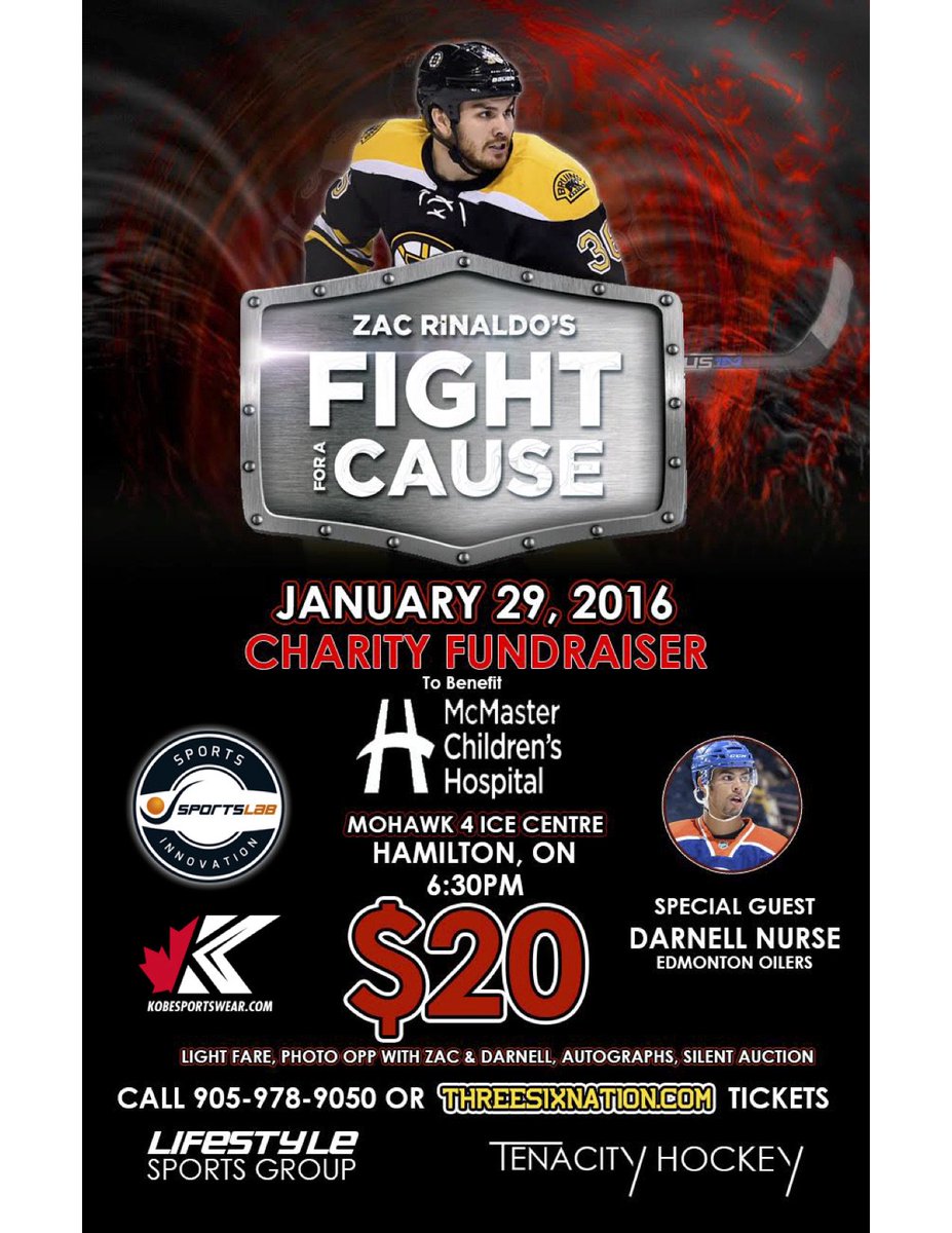 Forty4JC's tweet photo. Get your tickets for @RinaldoZac charity event Friday 1/29 @Mohawk4Ice.  #FIGHT4ACAUSE @drtwofive @cityofhamilton https://t.co/p9ahclnuan
