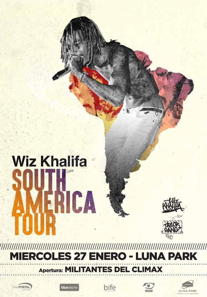 Ya se viene <a href="/wizkhalifa/">Wiz Khalifa</a> en el Luna este Miercoles, con <a href="/md_climax/">Militantes Del Climax</a> como banda soporte
#HipHop pisando en Argentina