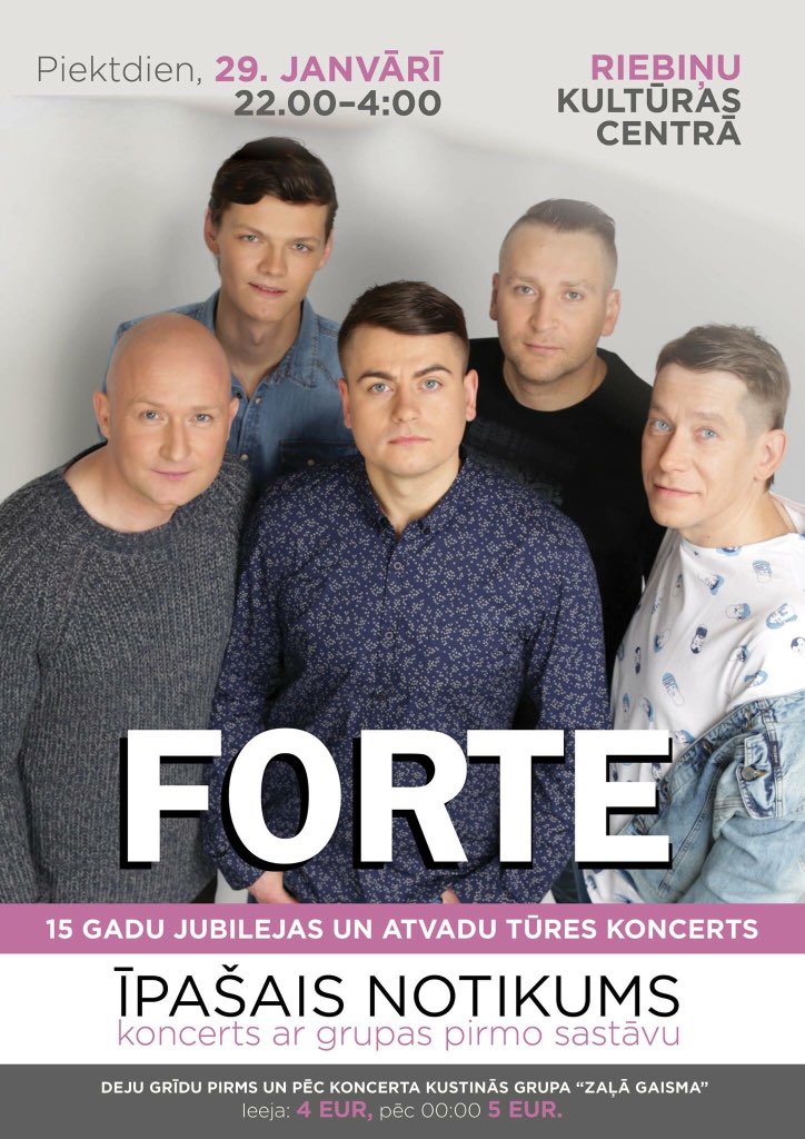 Šonedēļ dodamies uz Latgales pusi.Tiekamies piektdien,29.janvārī @RiebinuKC .#Forte15AtvaduKoncerti