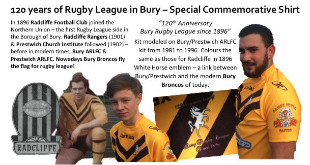 BuryRLAssoc's tweet photo. Coming soon and will be available to buy! Commemorating 120yrs of RL in the Borough of Bury... https://t.co/sr7JpkSzhd