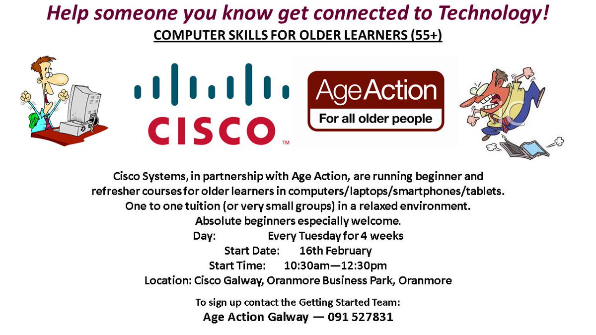 EXCITING news @CiscoGalway #freecomputerclasses #proud 
@AgeAction @CiscoCSR @CiscoUniversity @CiscoUKI @WeAreCisco