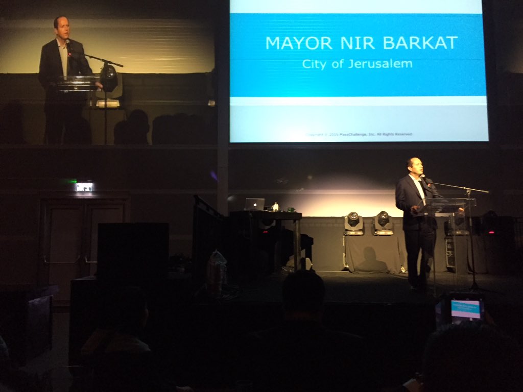 diane_perlman's tweet photo. .@MassChallenge is fuelling the growth and the future of Jerusalem says IL Mayor Barkat @MassChallengeIL #MCILaunch https://t.co/aCSvcSfMs5