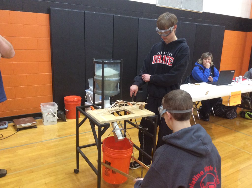 PirateSciOly's tweet photo. All that hard work... Just to break it! Took home a medal though #PHSSciOly #BridgeBuilding https://t.co/b58wslkocG
