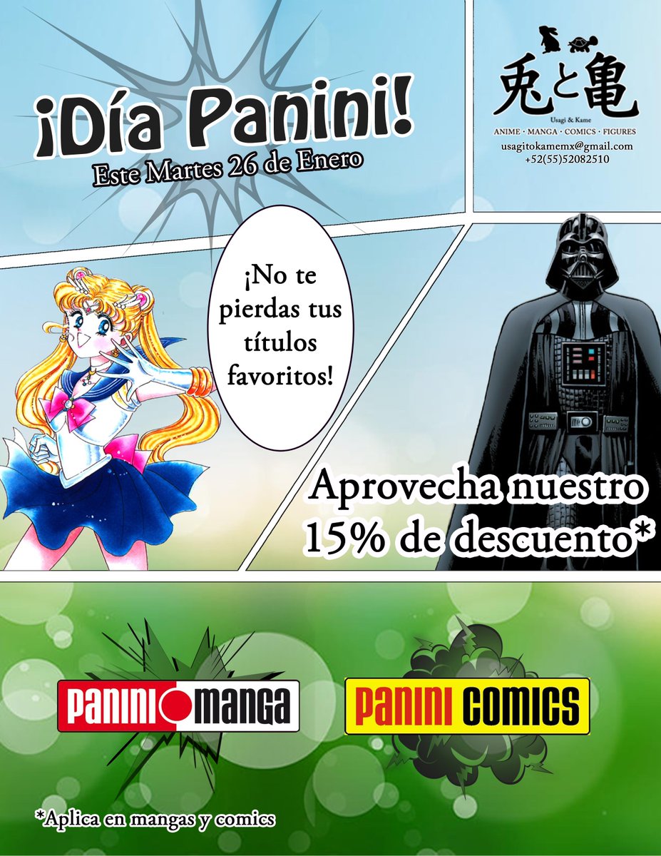 UsagiToKameMx's tweet photo. Martes 26 enero #DíaPanini 
@PaniniComicsMex con el 15% de DESCUENTO*
¿Te lo piensas perder?
Completa tu colección. https://t.co/RpMDKi6vHV