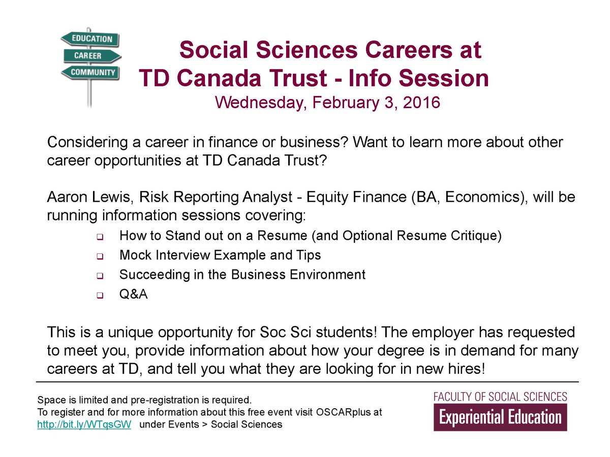 McMasterEE's tweet photo. Careers at TD event for #macsocsci students! @McMasterSocSci @themsss @theMPSSA Reg on OSCARplus Events > Soc Sci https://t.co/FYutz5C9LW