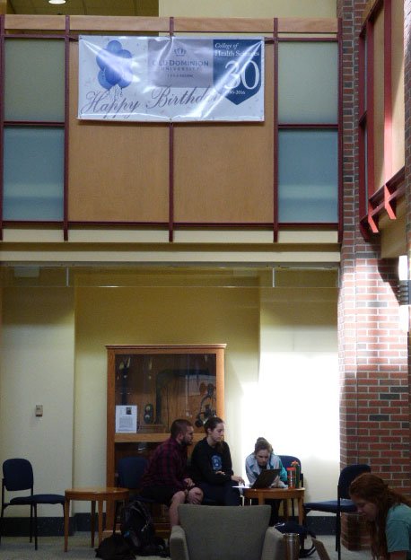 The Banner is up in the Atrium of the College of Health Sciences in celebration of our 30th Anniversary!!! #COHS30